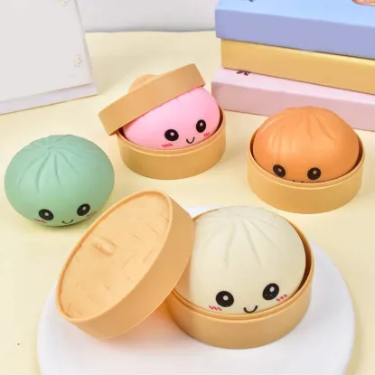 Picture of Cartoon Jumbo Mystery Squishy Dumpling Realistic Steamed Bun Stress Relief Squeeze Toy
