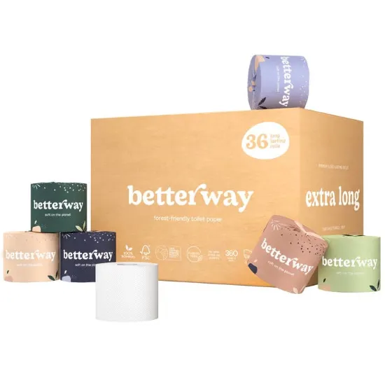 Picture of Single-Wrapped Bamboo Tp - 36-pack | White & Natural Brown