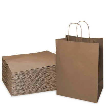 Picture of 8x4.5x10.25 Kraft Brown Paper Gift Bags with Twine Handles