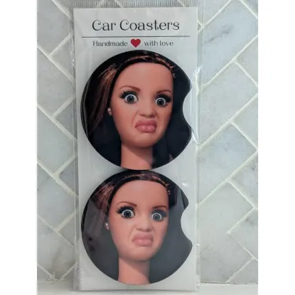 Picture of Funny Doll Face Car Coasters