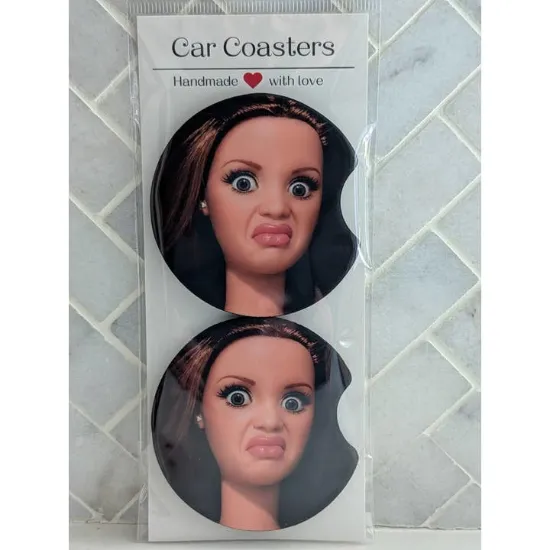 Picture of Funny Doll Face Car Coasters