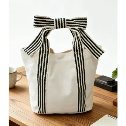 Picture of Mini Striped Tote Bag Beach Bow Handle Bag