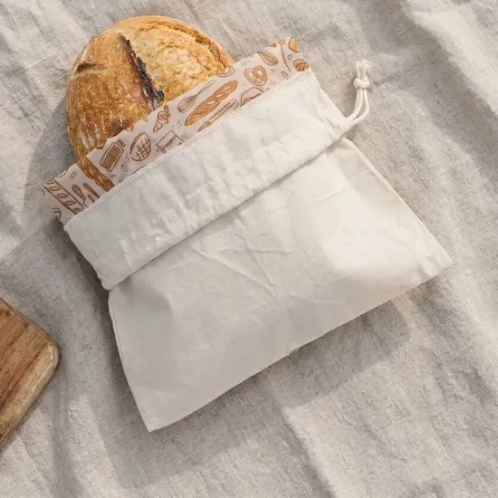 Picture of Bees Wrap Reusable Beeswax Lined Artisan Bread Bag - Natural