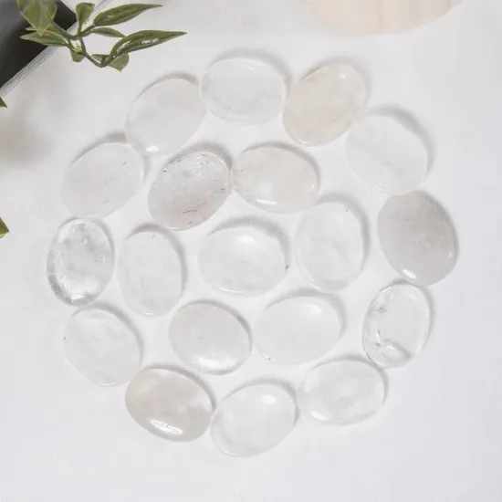 Picture of Lot of 20Pcs Clear Quartz Worry Stone(Thumb Indent Crystals)
