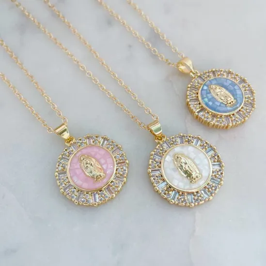 Picture of Gold Virgin Mary Necklace, Religious Jewelry, Catholic Gifts