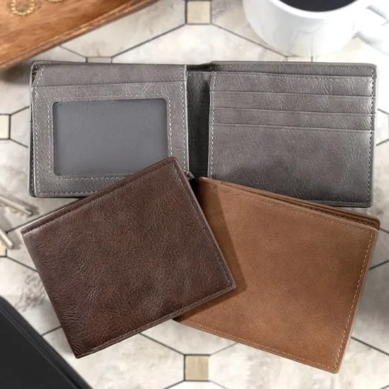 Picture of Men’S Leather Engraveable Rfid Bifold Wallet Flip Id Window