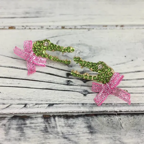 Picture of Stone Alligator W/Bow Earrings