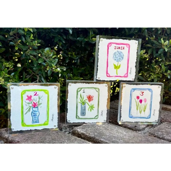 Picture of Mahjong Tile Original Watercolor Painting in Acrylic Frame