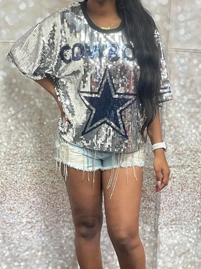 Picture of Cowboys Sequin Crop Top