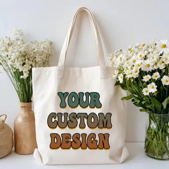 Picture of Custom Canvas Tote Bag Logo Print Bulk Promotional Giveaways