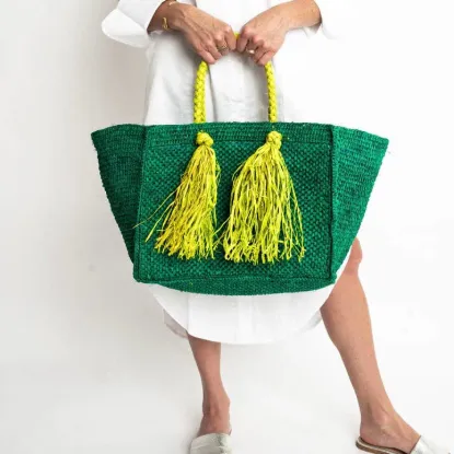 Picture of Emerald Camilla Raffia Bag