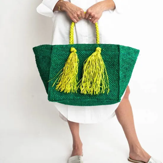 Picture of Emerald Camilla Raffia Bag