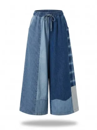 Picture of Unique Patchwork Wide Leg Trousers