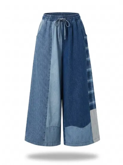 Picture of Unique Patchwork Wide Leg Trousers