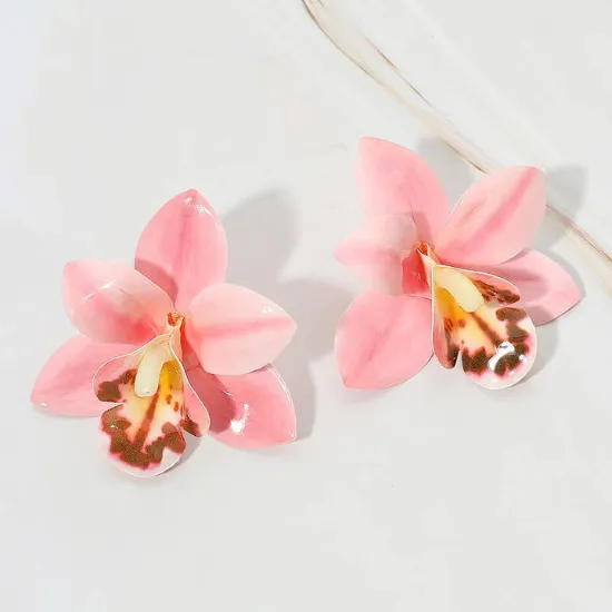 Picture of Bold Orchid Flower Statement Earrings