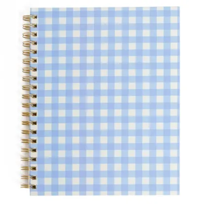 Picture of Blue Gingham Spiral Notebook, 8x10 Stationary Journal