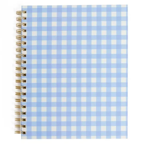 Picture of Blue Gingham Spiral Notebook, 8x10 Stationary Journal