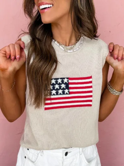 Picture of Parchment American Flag Sleeveless Sweater