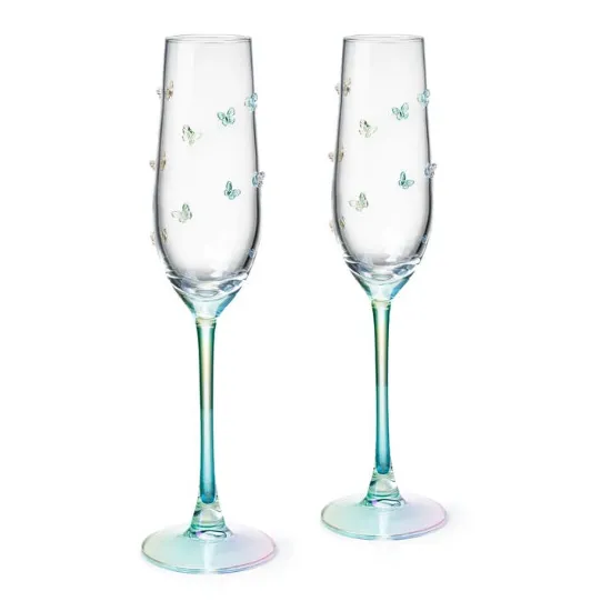 Picture of Luster Butterfly Icon Champagne Flutes, Set of Two