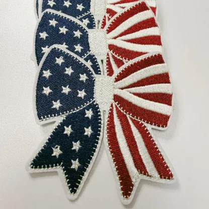 Picture of 3" Patriotic Bow, USA Flag  -  Embroidered Hat Patch