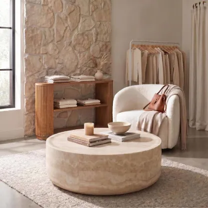 Picture of Faux Travertine Coffee Table For Boutique Lounge, 31.5"/35''