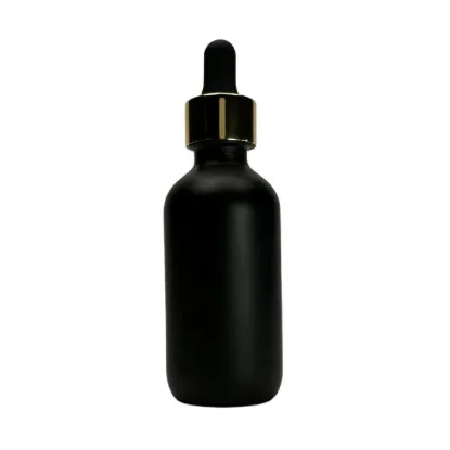 Picture of 2oz Black Matte Bottle with Black & Gold Glass Dropper