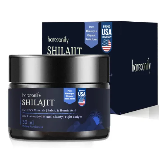 Picture of HARMONIFY Shilajit Resin, Pure Himalayan Shilajit Gold Grade 100% Pure Shilajit with Fulvic Acid & 80+ Trace Minerals Complex For Energy & Immune Support, 60 Day Servings