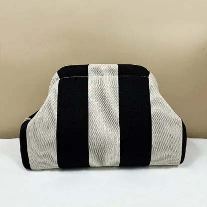 Picture of Compact Urban Chic Stripe Design Clutch Bag Makeup Pouch