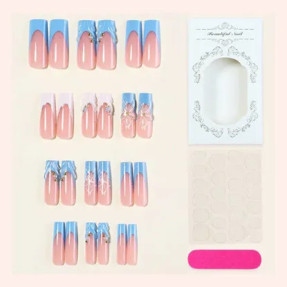 Picture of 3D French Nail Art Glittering High-Quality False Nails