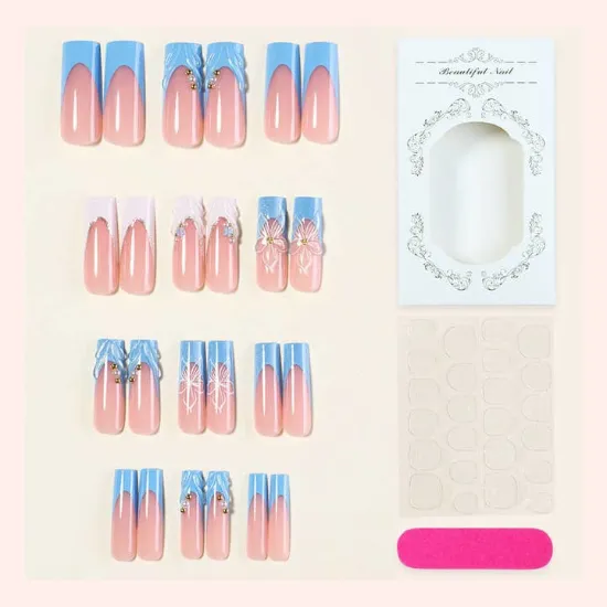Picture of 3D French Nail Art Glittering High-Quality False Nails