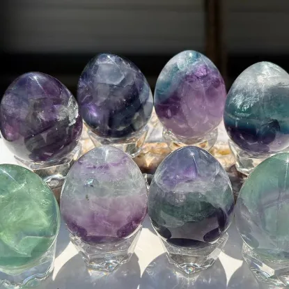 Picture of Natural Fluorite Egg Crystal Energy Healing 8 Pcs