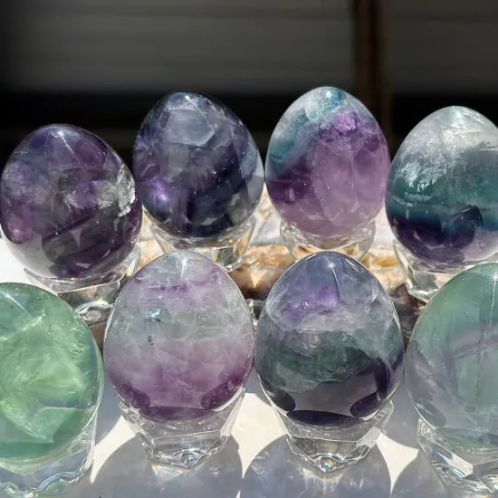 Picture of Natural Fluorite Egg Crystal Energy Healing 8 Pcs