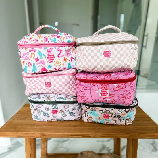 Picture of Quilted Western Makeup Bag  | Cowgirl Cosmetic Bag Fabric
