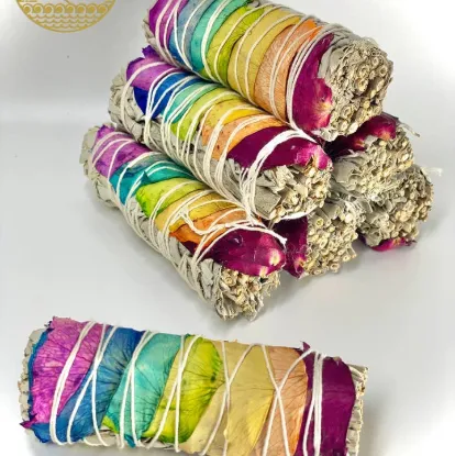 Picture of 7 Chakra Rose White Sage Bundles from California Farm