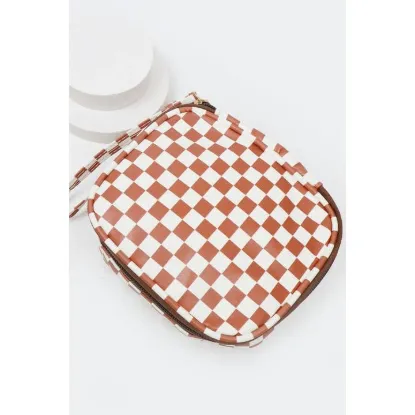 Picture of Square Shape Checkered Cosmetic Travel Bag