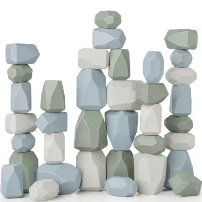 Picture of Stacking Rocks, 36 Pcs Wooden Stacking Stones By Comfy Cubs