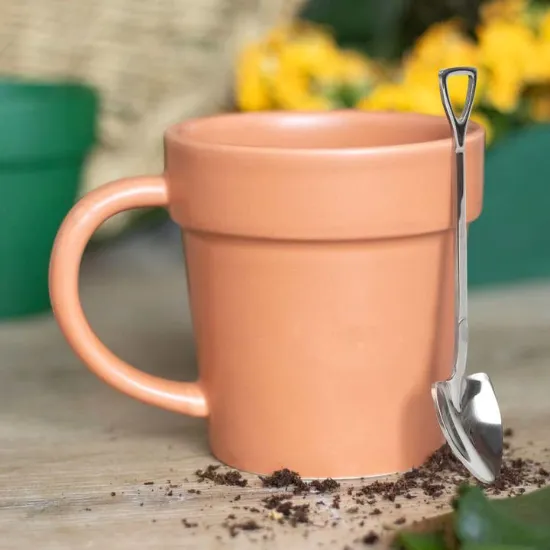 Picture of Plain Plant Pot Ceramic Mug and Shovel Spoon