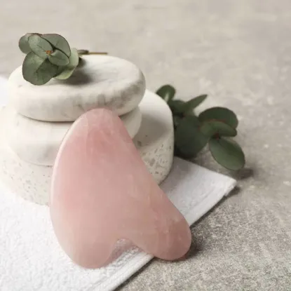 Picture of Gua Sha Stone Facial Massage Tool - Rose Quartz & Jade