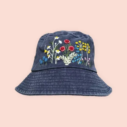 Picture of Hand-Embroidery Flower Bucket Hat