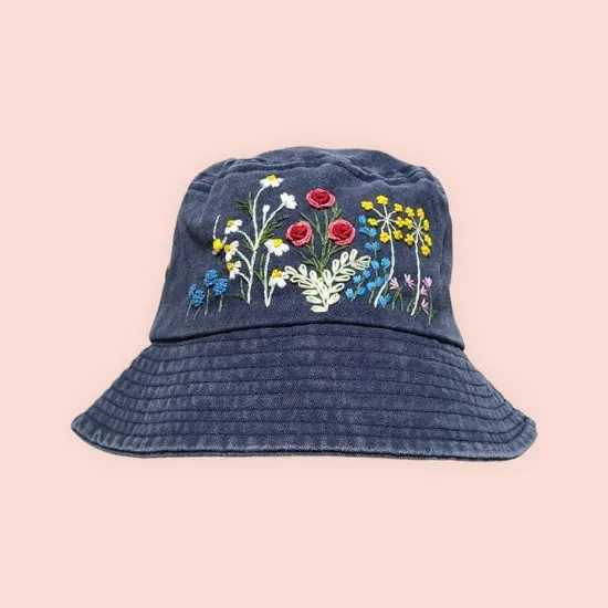 Picture of Hand-Embroidery Flower Bucket Hat