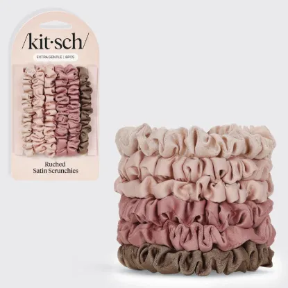 Picture of Ultra Petite Satin Scrunchies 6pc - Terracotta