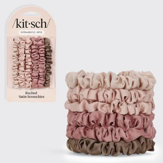 Picture of Ultra Petite Satin Scrunchies 6pc - Terracotta