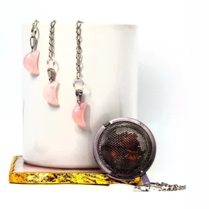 Picture of Rose Quartz Crescent Moon Crystal Tea Infuser