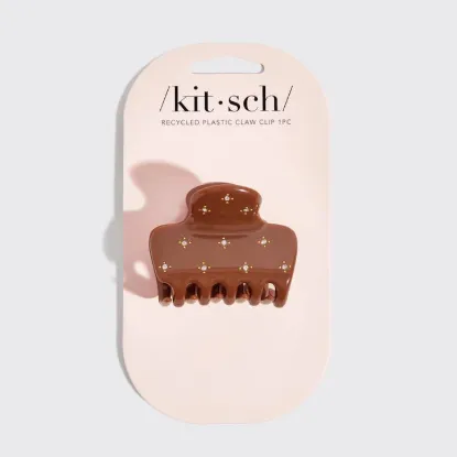 Picture of Recycled Plastic Rhinestone Medium Puffy Claw Clip 1pc-Camel