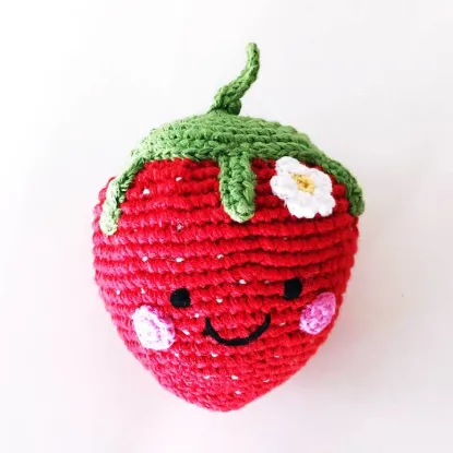 Picture of Handcrafted Sweet Strawberry Baby Rattle -Organic Cotton Toy