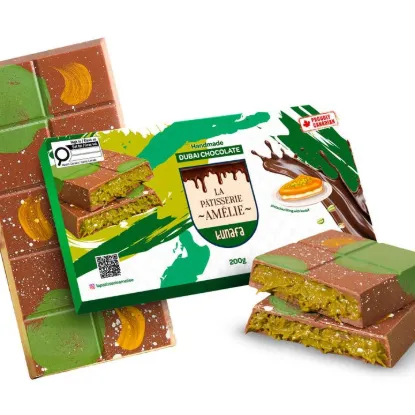 Picture of Dubai Chocolate Bar-Pistachio Kunafa Filling By Amelie 200g