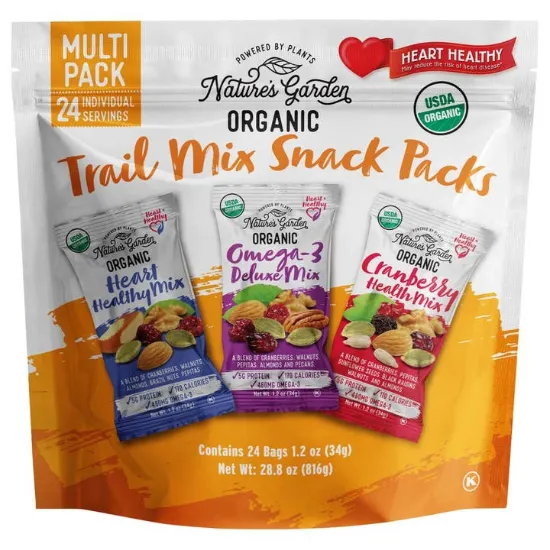 Picture of Nature's Garden Organic Trail Mix, Variety Pk, 1.2oz 24 Ct
