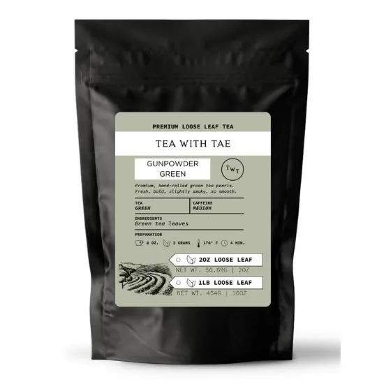 Picture of Gunpowder Green Loose Leaf Tea Pouch (2oz Size For Retail)