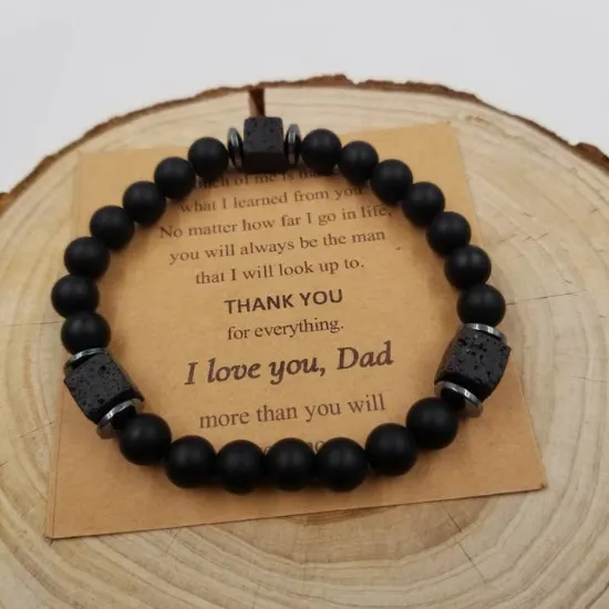 Picture of Frosted Stone & Volcanic Stone Bracelet Father's Day