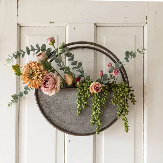 Picture of Sale - Rustic Round Farmhouse Galvanized Metal Wall Planter